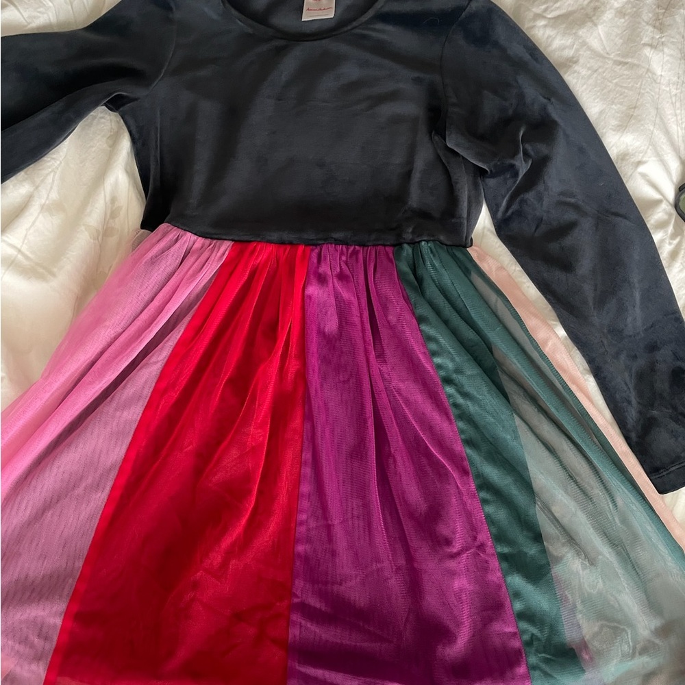 Hanna Andersson Black Top Multicolor Striped Tulle Skirt Dress